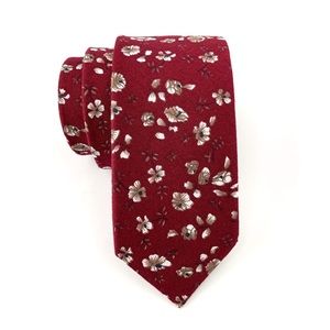 Men's Burgundy Rustic Floral Slim Necktie